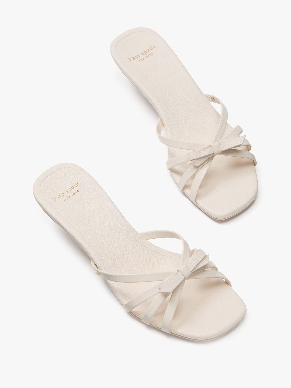 Kate Spade Carolina Kitten Heel Sandals Strappy Bow Mules - 8.5 NWB